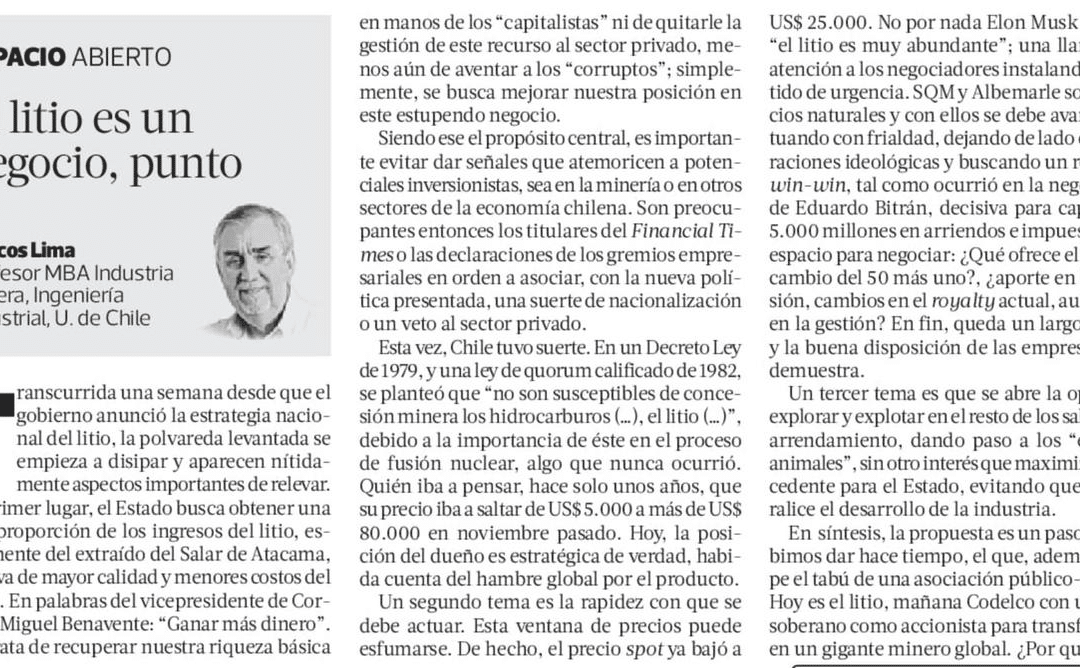 El litio es un negocio, punto